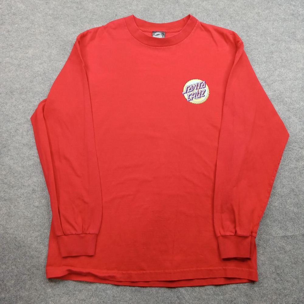 Santa Cruz Shirt Mens Small Red Long Sleeve‎ Circle Logo Skate Graphic Tee